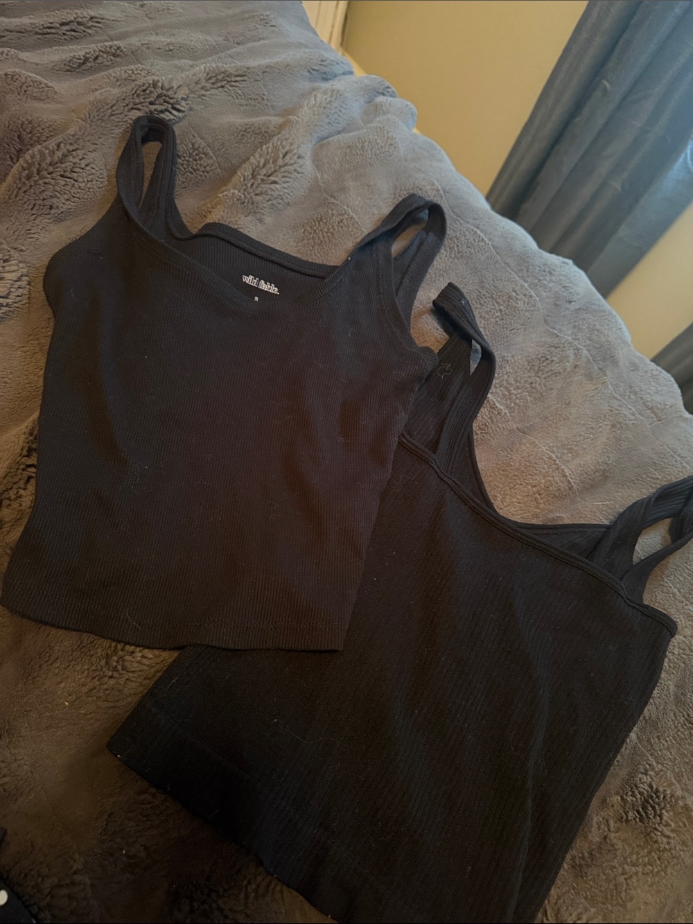 wild fable Black Ribbed Cropped Tank Top Duo